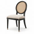 Esszimmerstuhl Eichenholz Rattan Schwarz/Natur 45x50x90 cm