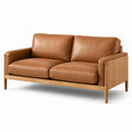 Ledersofa mit Holzrahmen, 2-Sitzer, Braun