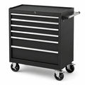 Werkzeugwagen aus Stahl mit 7 Schubladen und Rollen, 85 cm hoch, Schwarz