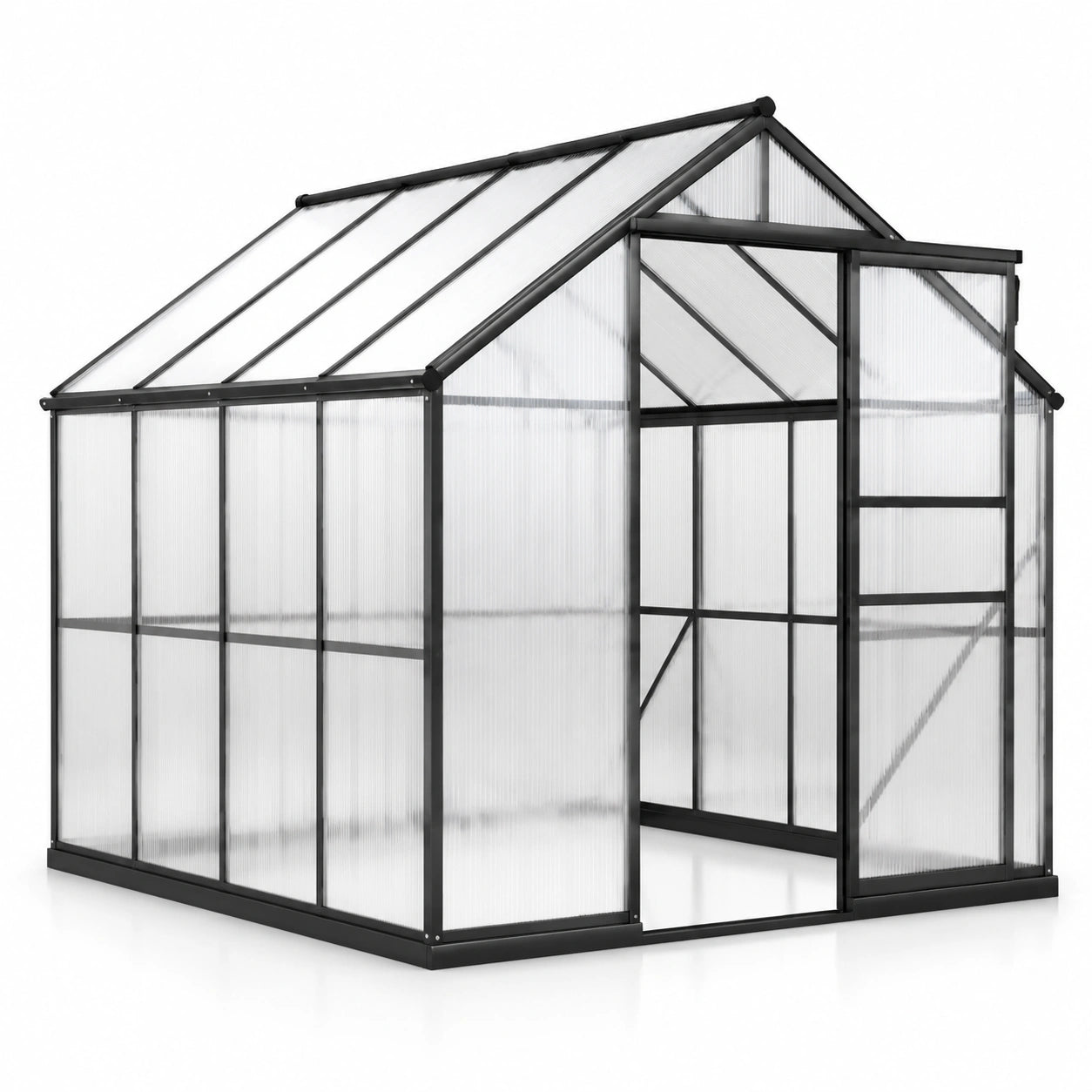 Gewächshaus Aluminium Polycarbonat Klar/Schwarz 250x190x195 cm