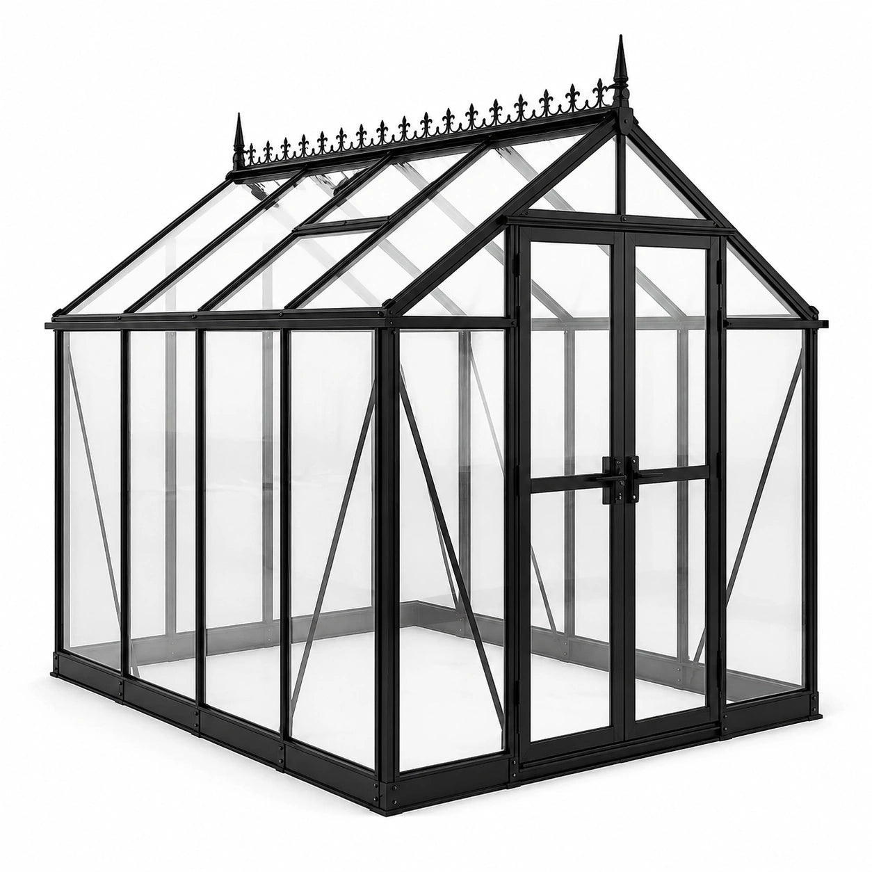 Schwarzes Aluminium Gewächshaus mit 4 mm Hartglas