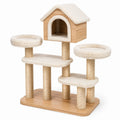 Katzenkletterbaum aus Holz mit Sisalstämme Beige 130cm