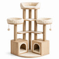 Katzenkratzbaum Holz Sisal Plüsch Beige 120cm