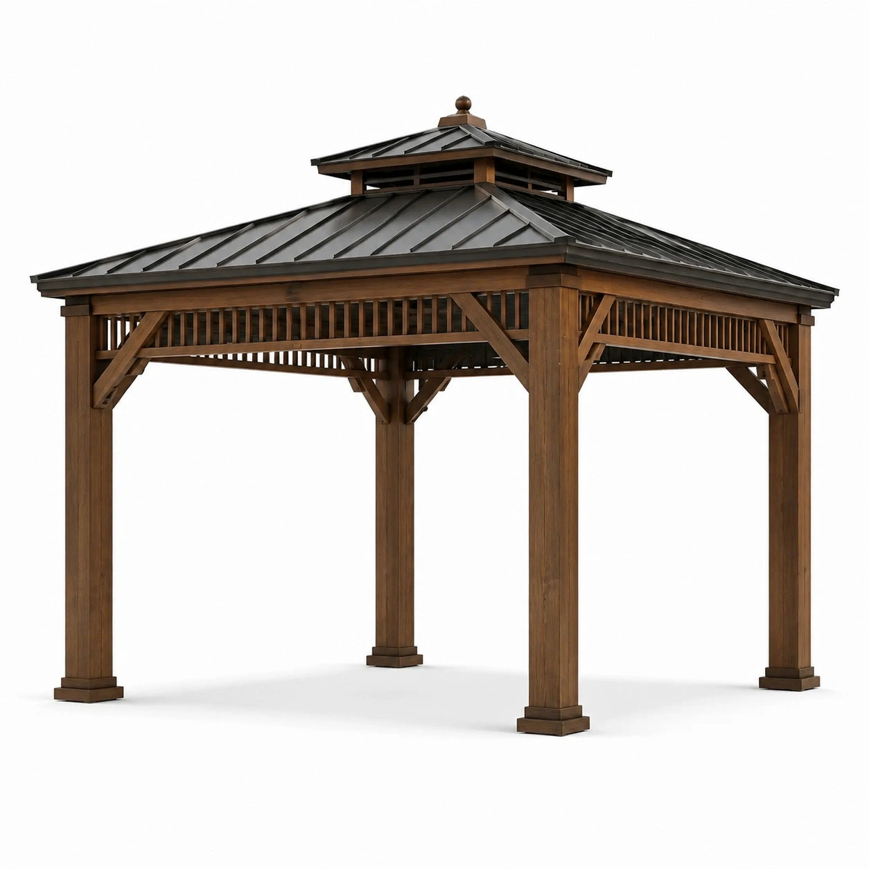 Pavillon aus Fichtenholz mit Stahlblechdach 300x300 cm