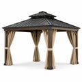 Holzpavillon mit Doppeldach und verzinktem Stahl, 300 cm x 400 cm