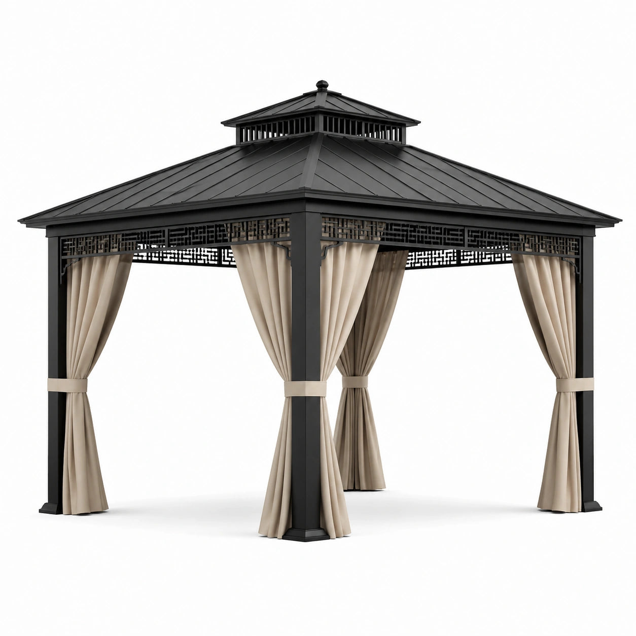 Aluminium Gartenpavillon 300x300 cm mit Vorhängen