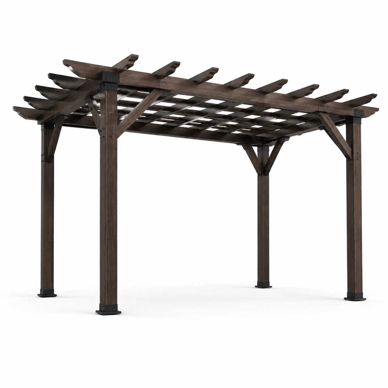 Holz Pergola Rechteckig Dunkelbraun 300x400x250 cm