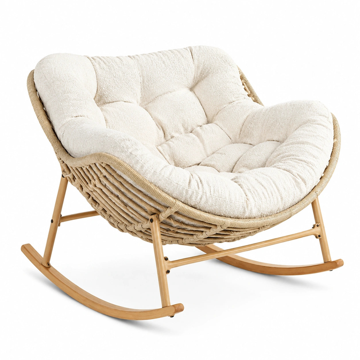 Schaukelsessel Rattan Beige Polsterung