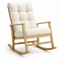 Schaukelstuhl aus Eichenholz mit Schaffellbezug, Beige