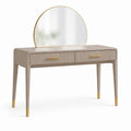 Frisierkommode mit rundem Spiegel Beige 120cm Holz